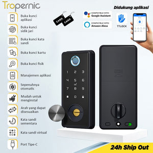 TTLOCK Digital Lock Fully Automatic Fingerprint Smart Door Lock Kunci Pintu Kamar without Handle Smart Home Password Kunci Pintu