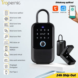 Tuya Bluetooth Smart Key Safe Box Kotak Kunci Dinding Digit Alloy Electronic Safe Deposit Box Portable Waterproof Key Box