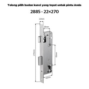 Smart Door Lock Mortise 85/5050 Series Stainless Steel Lock Body 50/60/70MM Single Bolt Lock
