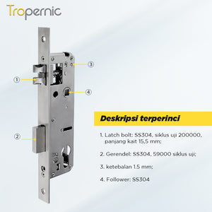 Smart Door Lock Mortise 85/5050 Series Stainless Steel Lock Body 50/60/70MM Single Bolt Lock
