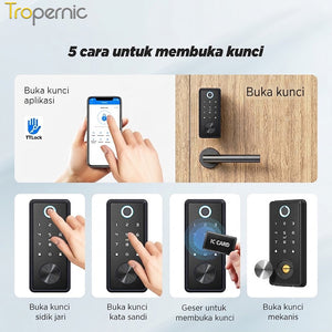 TTLOCK Digital Lock Fully Automatic Fingerprint Smart Door Lock Kunci Pintu Kamar without Handle Smart Home Password Kunci Pintu