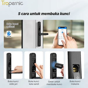 TTLOCK Smart Door Lock Fingerprint Kunci Pintu Sliding Slim Kunci Pintu Rumah Waterproof Kunci Pintu Kamar Zinc Alloy Door Lock for Sliding Door