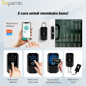 Tuya Bluetooth Smart Key Safe Box Kotak Kunci Dinding Digit Alloy Electronic Safe Deposit Box Portable Waterproof Key Box