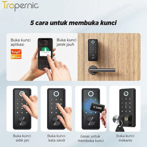 Tuya Smart Door Lock Fully Automatic Digital Lock Fingerprint Kunci Pintu Kamar without Handle Smart Home Password Electronic lock