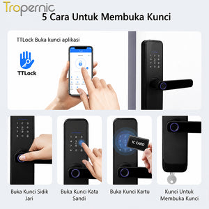 TTLOCK Bluetooth Smart Door Lock with Doorbell Kunci Pintu Sidik Jari APP Remote Unlock Password Kunci Pintu for Home Hotel Office