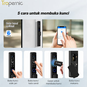 TTLOCK Waterproof Smart Door Lock Indonesia System 5 In 1 Kunci Pintu Sliding Geser Fingerprint Kunci Pintu Rumah for Aluminum Door