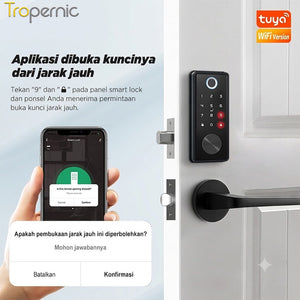 Tuya Smart Door Lock Fully Automatic Digital Lock Fingerprint Kunci Pintu Kamar without Handle Smart Home Password Electronic lock