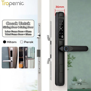 TTLOCK Smart Door Lock Fingerprint Kunci Pintu Sliding Slim Kunci Pintu Rumah Waterproof Kunci Pintu Kamar Zinc Alloy Door Lock for Sliding Door