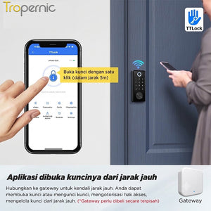 TTLOCK Digital Lock Fully Automatic Fingerprint Smart Door Lock Kunci Pintu Kamar without Handle Smart Home Password Kunci Pintu