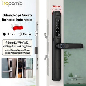 Tuya Smart Door Lock with Doorbell Fingerprint Kunci Pintu Geser Mendukung Bahasa Indonesia Pssword Smart Lock Pintu Rumah for Sliding Aluminum Door