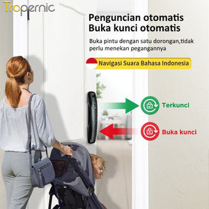 Tuya Smart Door Lock 7 In 1 Kunci Pintu with Camera Pengawasan Video 3D Facial Recognition Palm Print Unlocking Fully Automatic Kunci Pintu Rumah with APP Remote Unlock Two Way Intercom