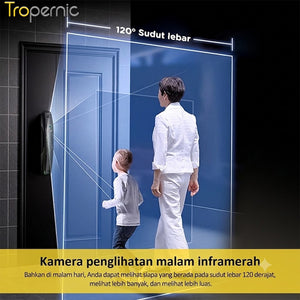 Tuya Smart Door Lock 7 In 1 Kunci Pintu with Camera Pengawasan Video 3D Facial Recognition Palm Print Unlocking Fully Automatic Kunci Pintu Rumah with APP Remote Unlock Two Way Intercom