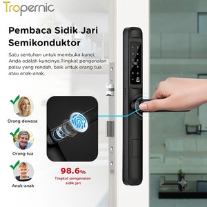 TTLOCK Smart Door Lock Fingerprint Kunci Pintu Sliding Slim Kunci Pintu Rumah Waterproof Kunci Pintu Kamar Zinc Alloy Door Lock for Sliding Door