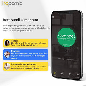 Tuya Kunci Pintu 5 In 1 Smart Door Lock with Doorbell Indonesia Kunci Pintu Sidik Jari Password Kunci Pintu Kamar with Electronic Anti-Lock