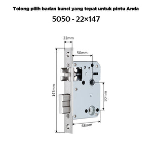 Smart Door Lock Mortise 85/5050 Series Stainless Steel Lock Body 50/60/70MM Single Bolt Lock