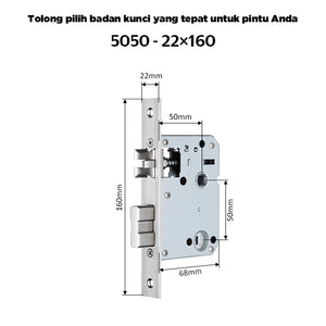 Smart Door Lock Mortise 85/5050 Series Stainless Steel Lock Body 50/60/70MM Single Bolt Lock