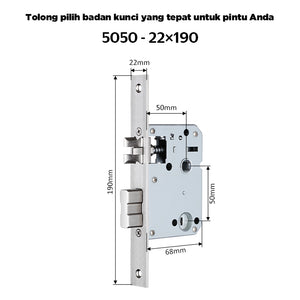 Smart Door Lock Mortise 85/5050 Series Stainless Steel Lock Body 50/60/70MM Single Bolt Lock