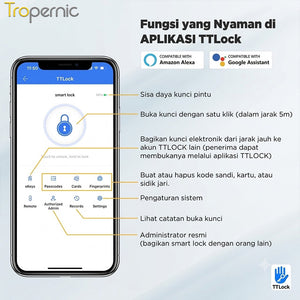 TTLOCK Smart Door Lock Fingerprint Kunci Pintu Sliding Slim Kunci Pintu Rumah Waterproof Kunci Pintu Kamar Zinc Alloy Door Lock for Sliding Door