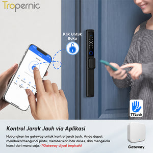 TTLOCK Waterproof Smart Door Lock Indonesia System 5 In 1 Kunci Pintu Sliding Geser Fingerprint Kunci Pintu Rumah for Aluminum Door
