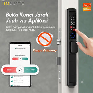 Tuya Smart Door Lock IP65 Waterproof Kunci Pintu Geser Indonesia 5 In 1 Kunci Pintu Rumah with Electronic Anti Lock for Aluminum Door