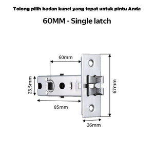 Smart Door Lock Mortise 85/5050 Series Stainless Steel Lock Body 50/60/70MM Single Bolt Lock