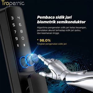 Tuya Smart Door Lock IP65 Waterproof Kunci Pintu Geser Indonesia 5 In 1 Kunci Pintu Rumah with Electronic Anti Lock for Aluminum Door