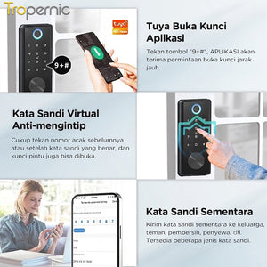 Tuya Smart Door Lock Fully Automatic Digital Lock Fingerprint Kunci Pintu Kamar without Handle Smart Home Password Electronic lock