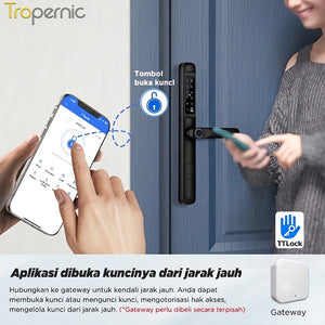 TTLOCK Smart Door Lock Fingerprint Kunci Pintu Sliding Slim Kunci Pintu Rumah Waterproof Kunci Pintu Kamar Zinc Alloy Door Lock for Sliding Door