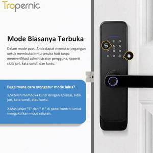 Tuya Kunci Pintu 5 In 1 Smart Door Lock with Doorbell Indonesia Kunci Pintu Sidik Jari Password Kunci Pintu Kamar with Electronic Anti-Lock