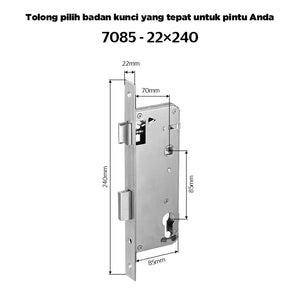 Smart Door Lock Mortise 85/5050 Series Stainless Steel Lock Body 50/60/70MM Single Bolt Lock