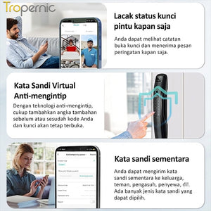 Tuya Smart Door Lock 7 In 1 Kunci Pintu with Camera Pengawasan Video 3D Facial Recognition Palm Print Unlocking Fully Automatic Kunci Pintu Rumah with APP Remote Unlock Two Way Intercom