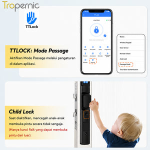 TTLOCK Waterproof Smart Door Lock Indonesia System 5 In 1 Kunci Pintu Sliding Geser Fingerprint Kunci Pintu Rumah for Aluminum Door