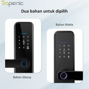 Tuya Kunci Pintu 5 In 1 Smart Door Lock with Doorbell Indonesia Kunci Pintu Sidik Jari Password Kunci Pintu Kamar with Electronic Anti-Lock