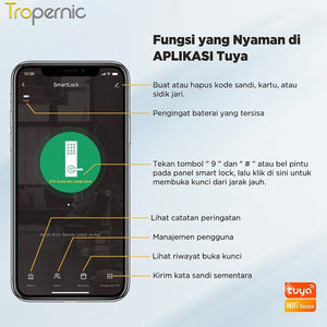 Tuya Smart Door Lock with Doorbell Fingerprint Kunci Pintu Geser Mendukung Bahasa Indonesia Pssword Smart Lock Pintu Rumah for Sliding Aluminum Door