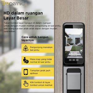 Indonesia Tuya Fully Automatic Smart Door Lock 7 In 1 Kunci Pintu Rumah with HD Camera Palmprint Face Unlock Interkom Dua Arah Kunci Pintu