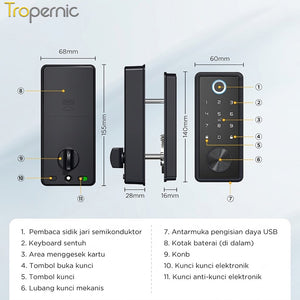 Tuya Smart Door Lock Fully Automatic Digital Lock Fingerprint Kunci Pintu Kamar without Handle Smart Home Password Electronic lock