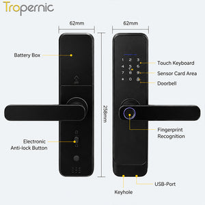 TTLOCK Bluetooth Smart Door Lock with Doorbell Kunci Pintu Sidik Jari APP Remote Unlock Password Kunci Pintu for Home Hotel Office