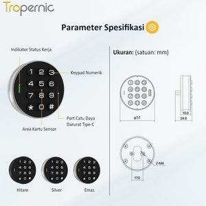 Password Cabinet Lock 2 In 1 Anti-Theft Kunci Laci Keyless Universal Drawer Lock IC Card Unlock