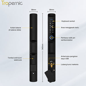 TTLOCK Waterproof Smart Door Lock Indonesia System 5 In 1 Kunci Pintu Sliding Geser Fingerprint Kunci Pintu Rumah for Aluminum Door
