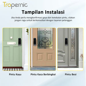 Tuya Smart Door Lock Dengan Penutup Tahan Air Buka Kunci Aplikasi Fingerprint Waterproof Kunci Pintu Rumah Pintu Besi Kayu Rim Lock Anti Maling Struktur Mekanis