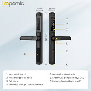 TTLOCK Smart Door Lock Fingerprint Kunci Pintu Sliding Slim Kunci Pintu Rumah Waterproof Kunci Pintu Kamar Zinc Alloy Door Lock for Sliding Door