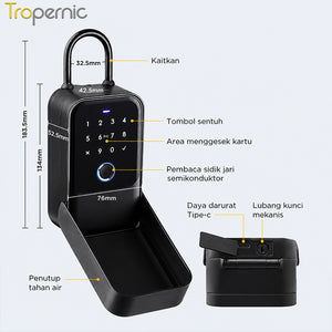 Tuya Bluetooth Smart Key Safe Box Kotak Kunci Dinding Digit Alloy Electronic Safe Deposit Box Portable Waterproof Key Box