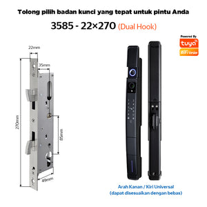 6 In 1 Tuya Smart Door Lock with Security Camera Facial unlocking Kunci Pintu Geser Automatic Kunci Pintu Hidden Fingerprint Design Kunci Pintu Rumah with Intercom Function