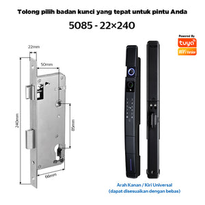 6 In 1 Tuya Smart Door Lock with Security Camera Facial unlocking Kunci Pintu Geser Automatic Kunci Pintu Hidden Fingerprint Design Kunci Pintu Rumah with Intercom Function
