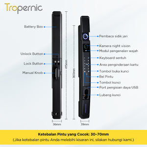6 In 1 Tuya Smart Door Lock with Security Camera Facial unlocking Kunci Pintu Geser Automatic Kunci Pintu Hidden Fingerprint Design Kunci Pintu Rumah with Intercom Function
