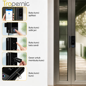 TTLOCK Smart Door Lock for Glass Door Fingerprint Kunci Pintu Sliding Kaca Frameless with Key Smart Glass Lock