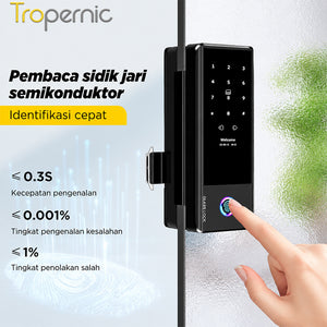 TTLOCK Smart Door Lock for Glass Door Fingerprint Kunci Pintu Sliding Kaca Frameless with Key Smart Glass Lock