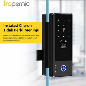 TTLOCK Smart Door Lock for Glass Door Fingerprint Kunci Pintu Sliding Kaca Frameless with Key Smart Glass Lock