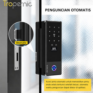 TTLOCK Smart Door Lock for Glass Door Fingerprint Kunci Pintu Sliding Kaca Frameless with Key Smart Glass Lock