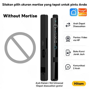 Kunci Pintu Digital Tuya Smart Door Lock 6 In 1 Face Recognition Full Otomatis Camera Intercom Live Video via APP Pintu Sliding Geser Besi Aluminium Slim Lock